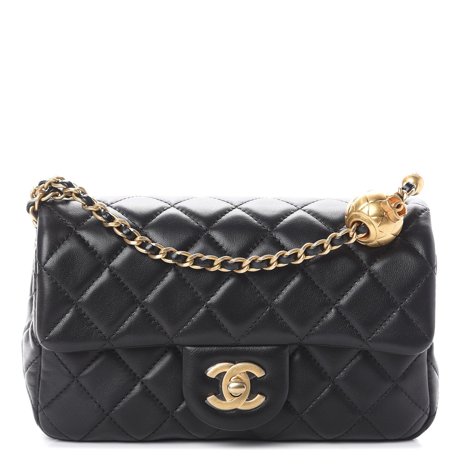 CHANEL Lambskin Quilted Medium Double Flap Black 1210619