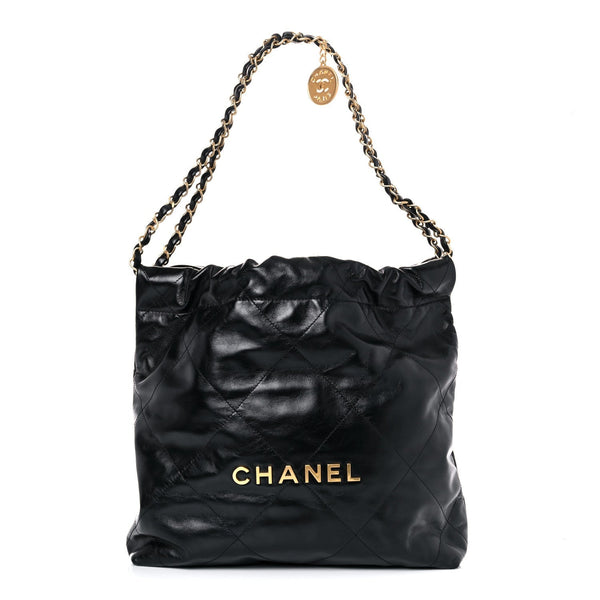 CHANEL Shiny Calfskin Quilted Mini Chanel 22 White 1263553