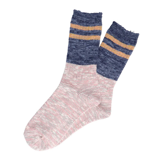 Anonymous Ism Slub Stripes Sock Crew Navy - pam pam 