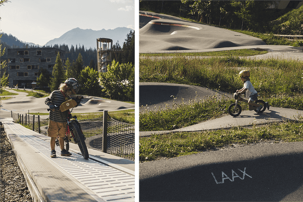 Laax Sommer Rocksresort Roadtyping Hotel epmfehlung Familie Familienhotel Pumptrack Fahrrad BMX Mountainbike Downhill