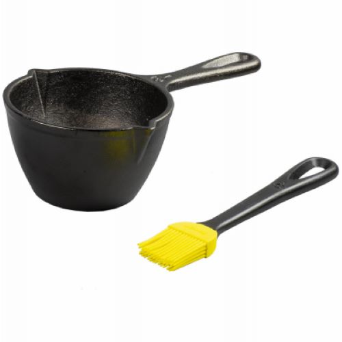 Lodge Mfg LMPB21 Cast Iron Melting Pot & Brush - Quantity of 2