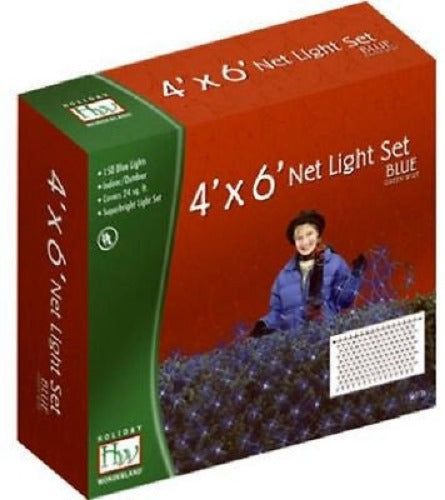 Holiday Wonderland 48954-88 150-Count 4' x 6' Blue Net Christmas Lights - Quantity of 3