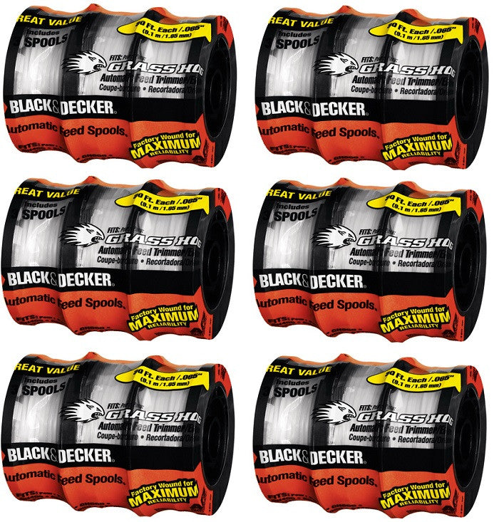 6 Pack Line Spool With 2 Covers For Replace Black Decker Grass