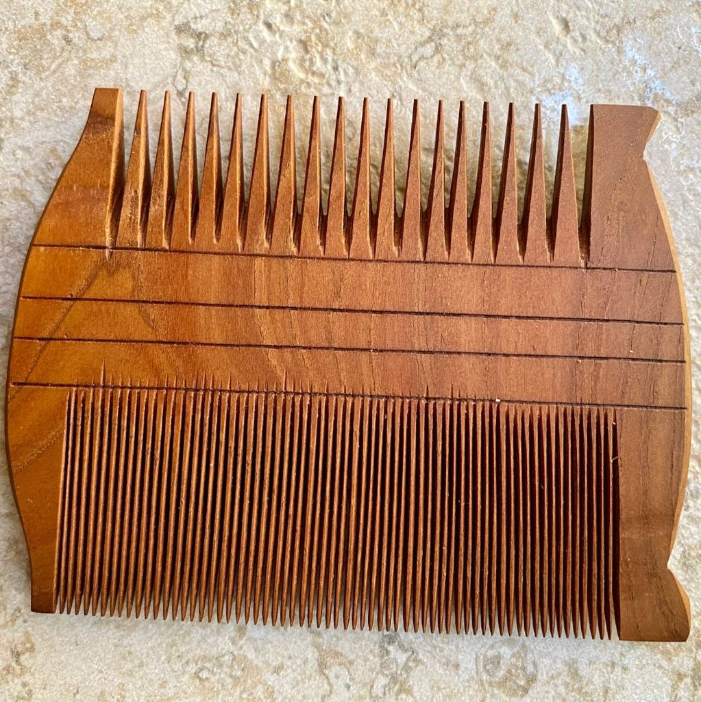 Closeup of Reproduction of Ancient Egyptian Comb-Hand Carved from Apricot Wood | HoonArts