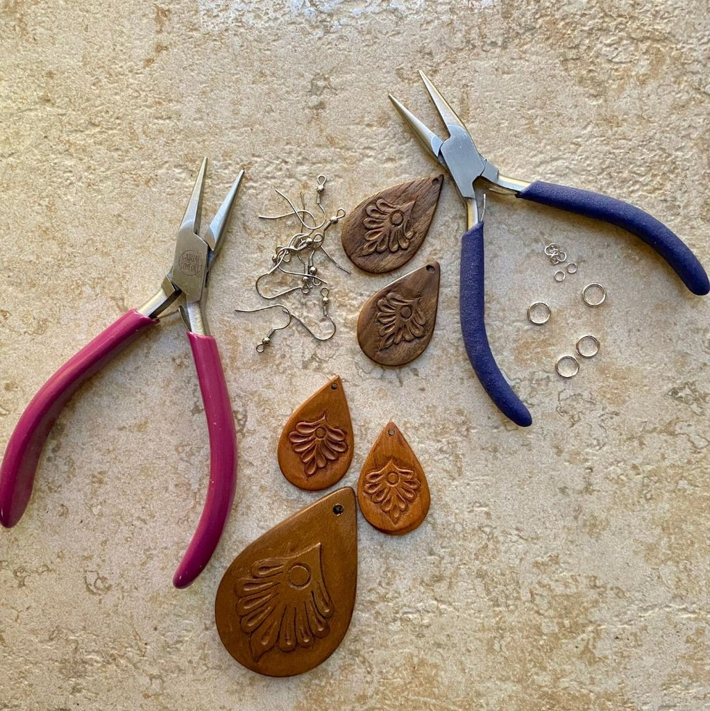 Preparing to Attach Findings to Hand Carved Wooden Jewelry from Tajikistan | HoonArts