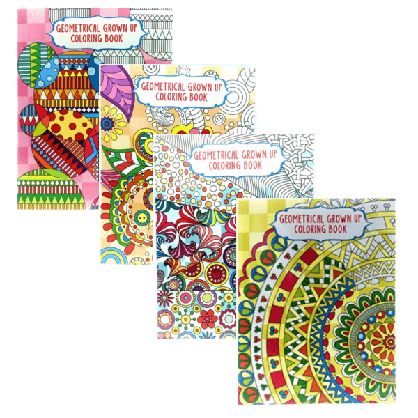 Download Set Of 4 Adult Coloring Books Geometrical Theme