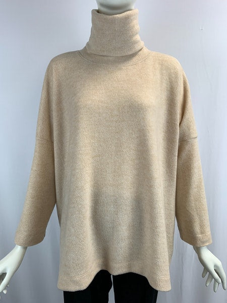 NALLY & MILLIE ONG-SLEEVE TURTLE-NECK TOP - OATMEAL - F513319