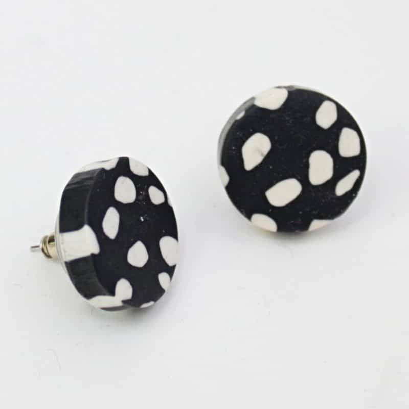 SYLCA ROUND STATEMENT EARRINGS - BLACK & IVORY - SD21E13BWHT