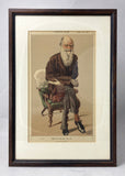 Charles Darwin Framed Vanity Fair Natural Selection Chromolithograph Print 1871