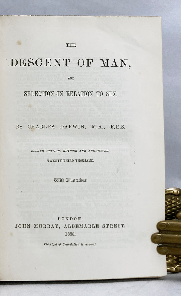 The Descent Of Man And Selection In Relation To Sex Second Edition Natural History Books 