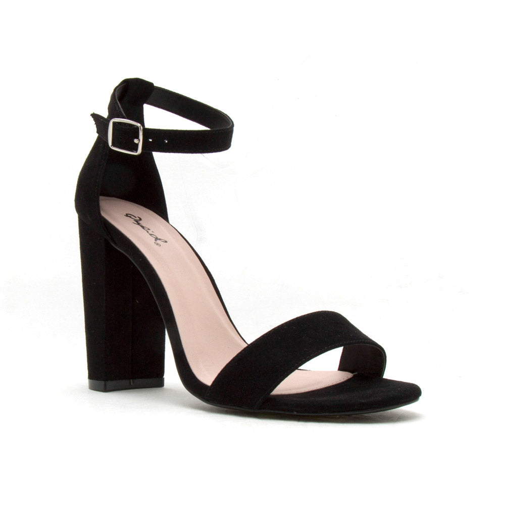 Qupid Women Shoes Cashmere-01 Black Block Heel Sandal