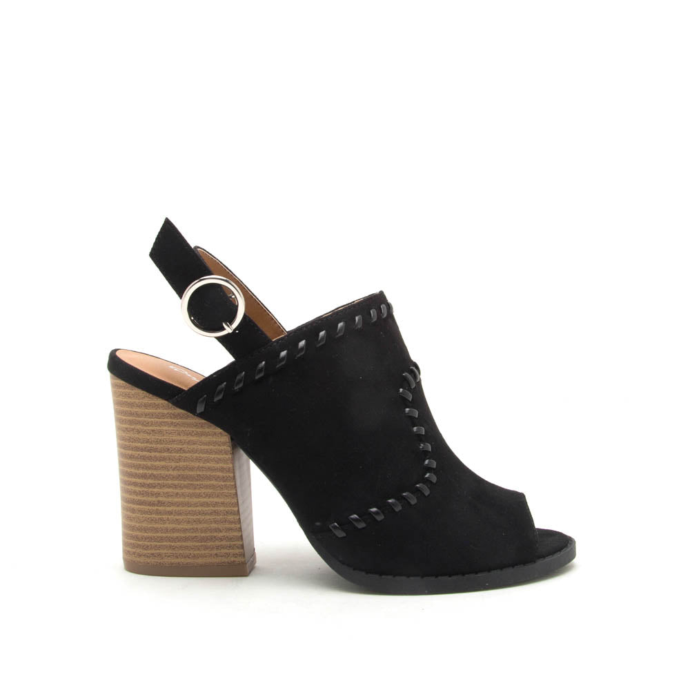 black peep toe mules