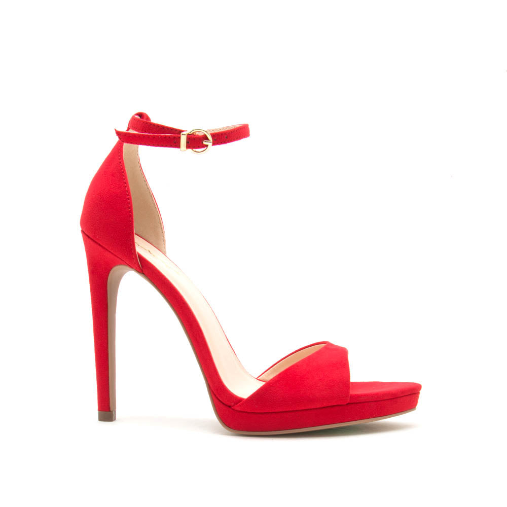 red ankle heels