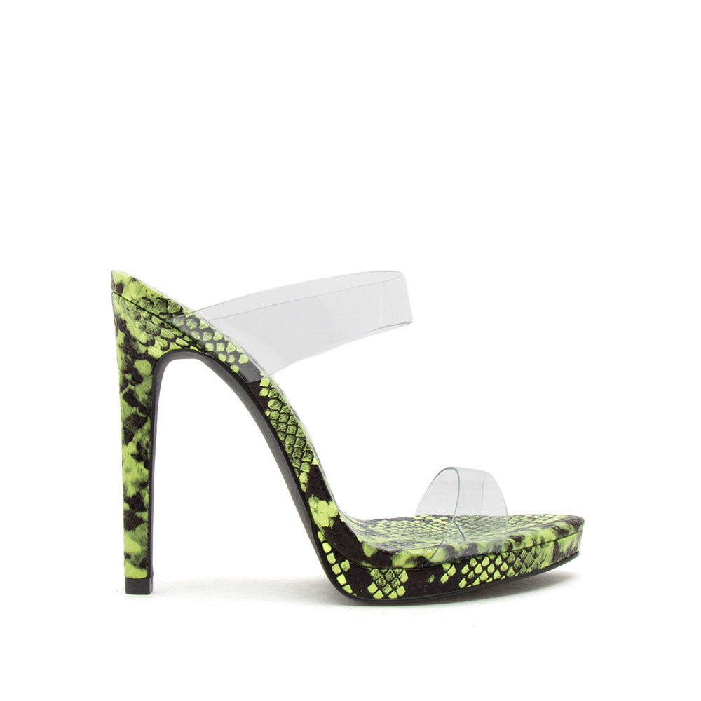 neon snakeskin heels