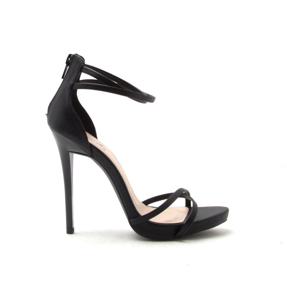 black cross strap heels