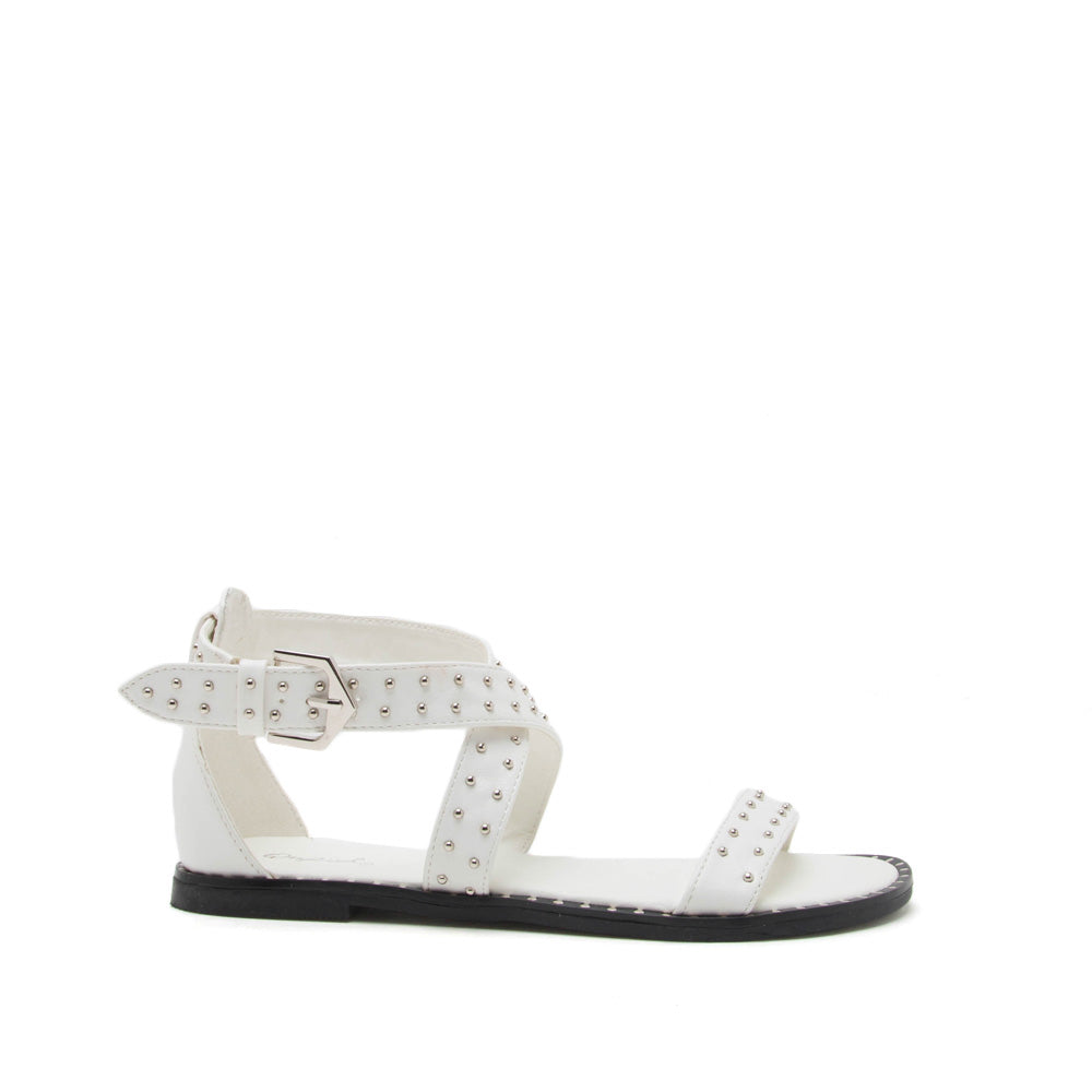 white studded gladiator sandals