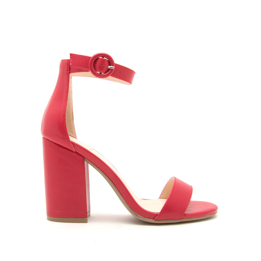 Lake-01 Red One Band Ankle Strap Sandal