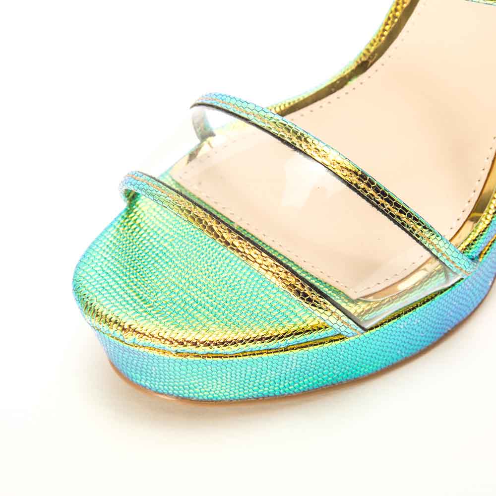 green iridescent heels