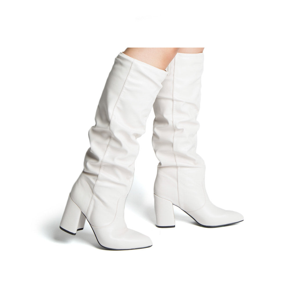 womens knee high white boots