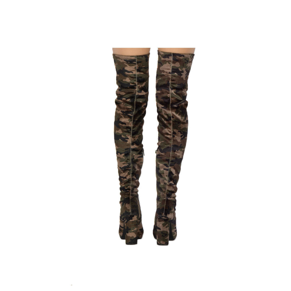 army fatigue knee high boots