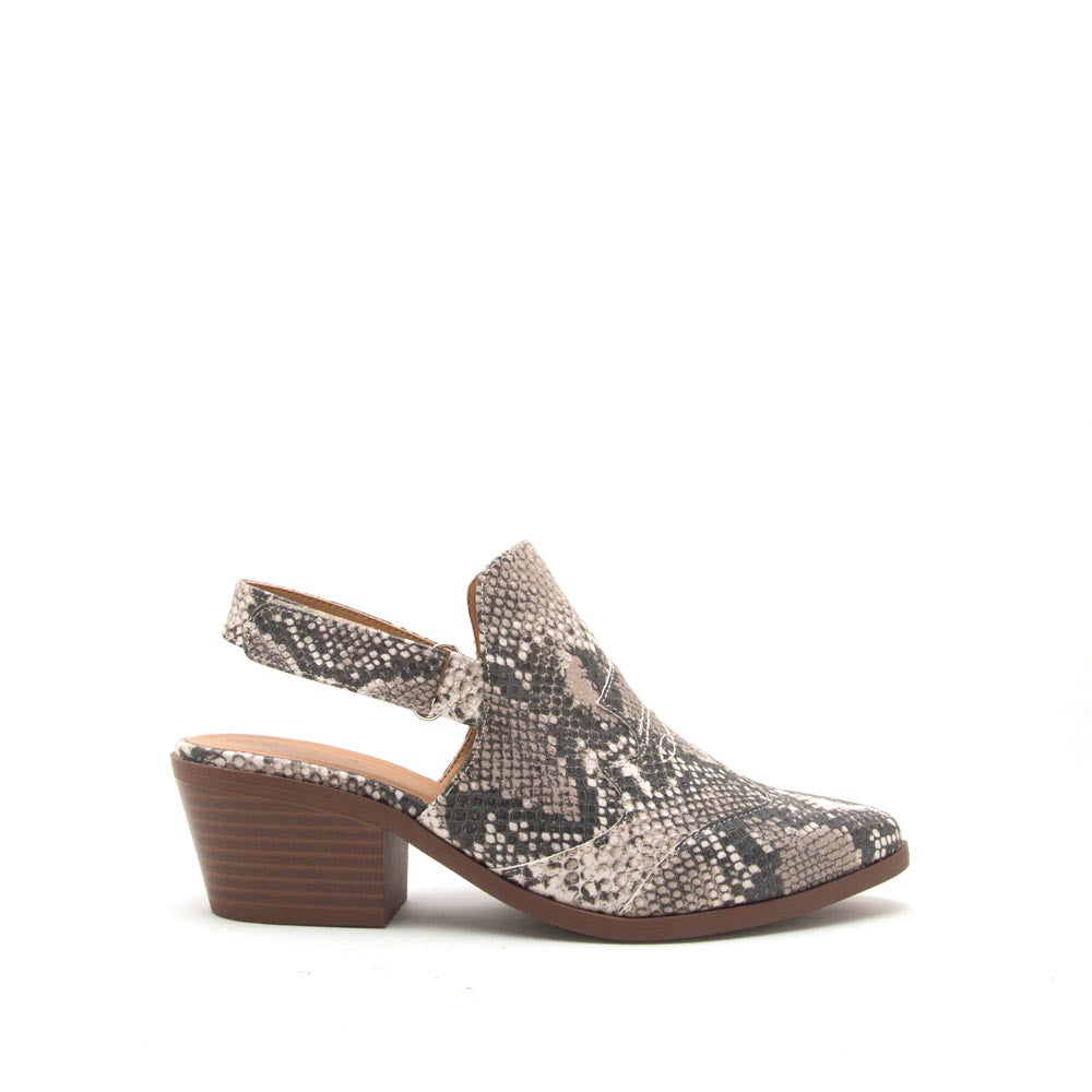 qupid snake print mules