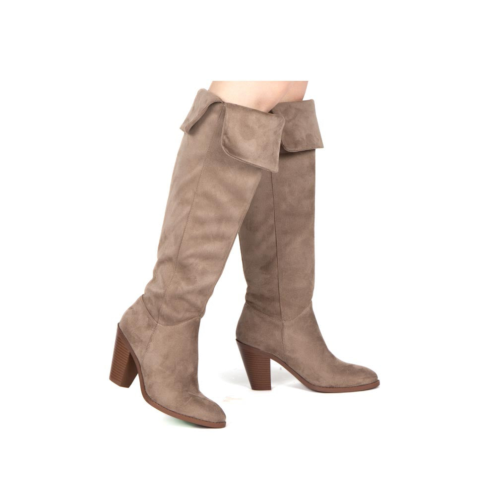 taupe over the knee boots