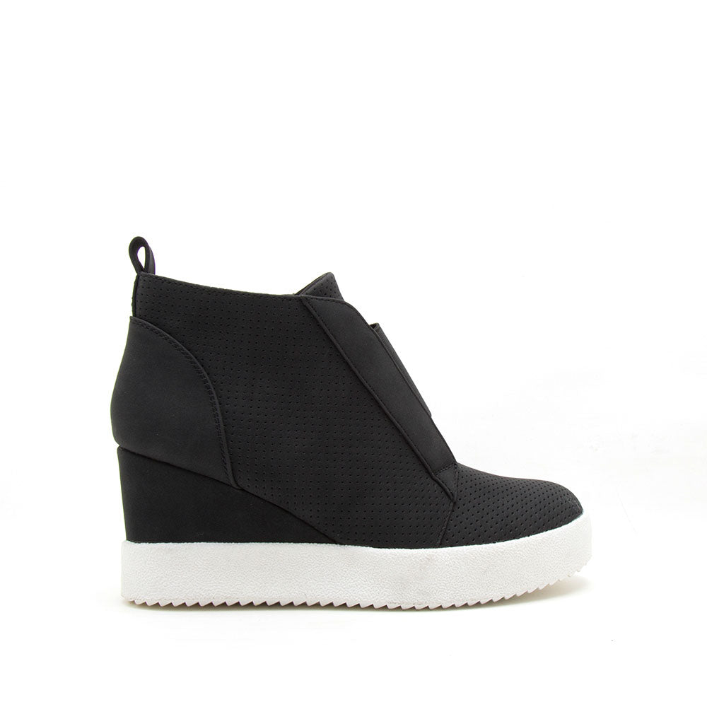 wedge heel sneakers black