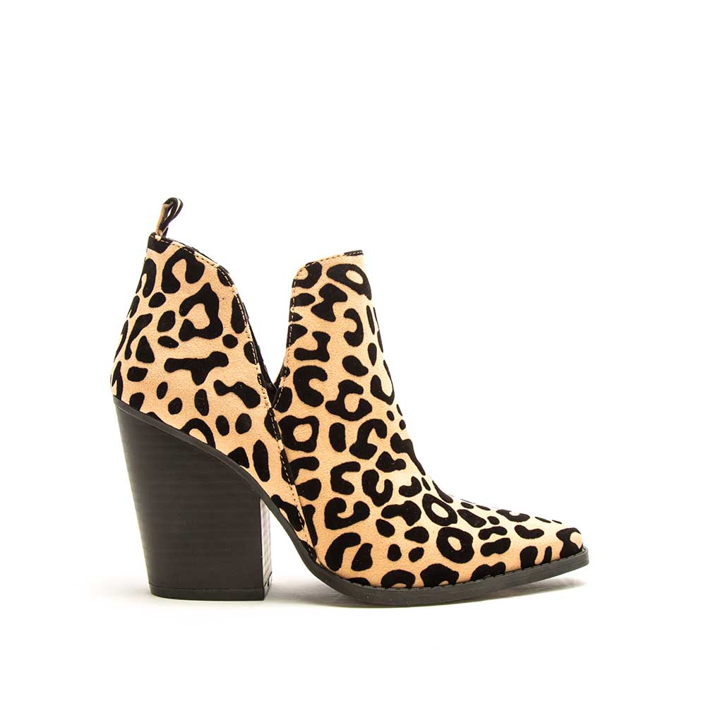 leopard booties block heel