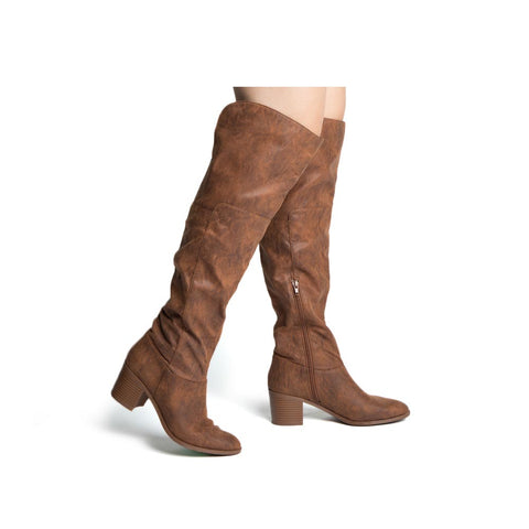 cognac boots knee high