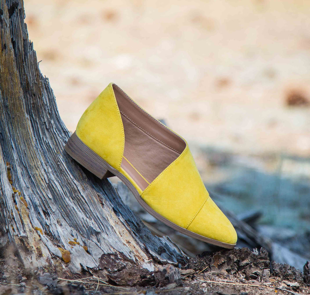 yellow suede flats