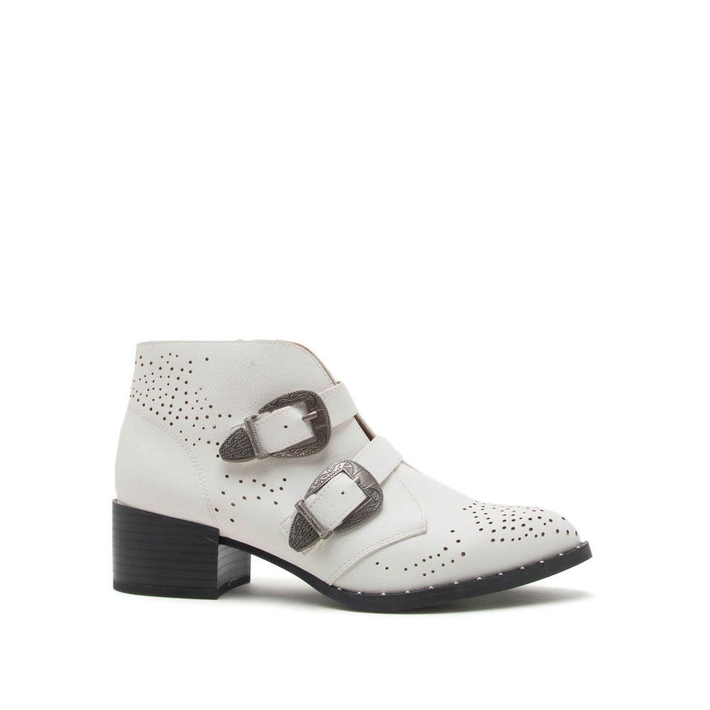 Wasco-37A White Studded Western Bootie