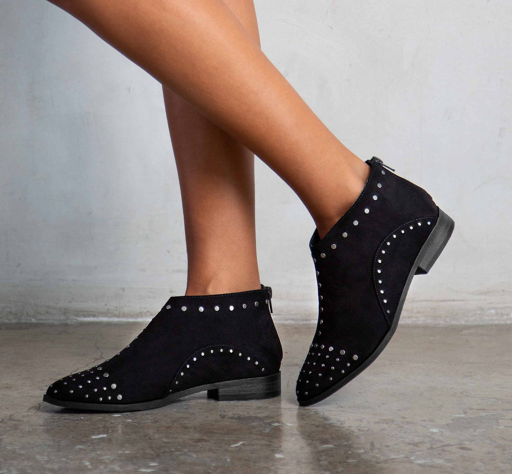 black studded bootie