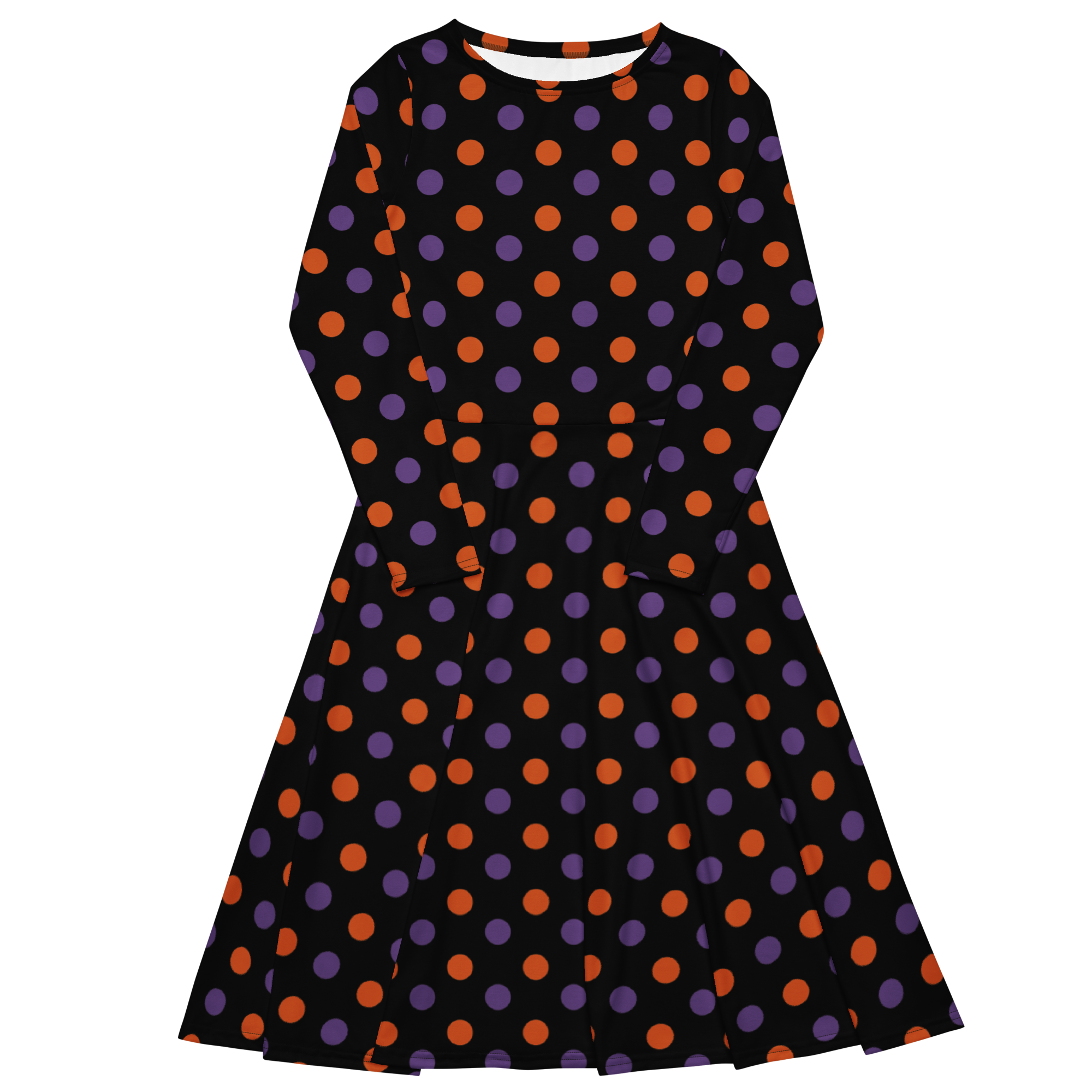 Halloween Polka-dots long sleeve midi dress