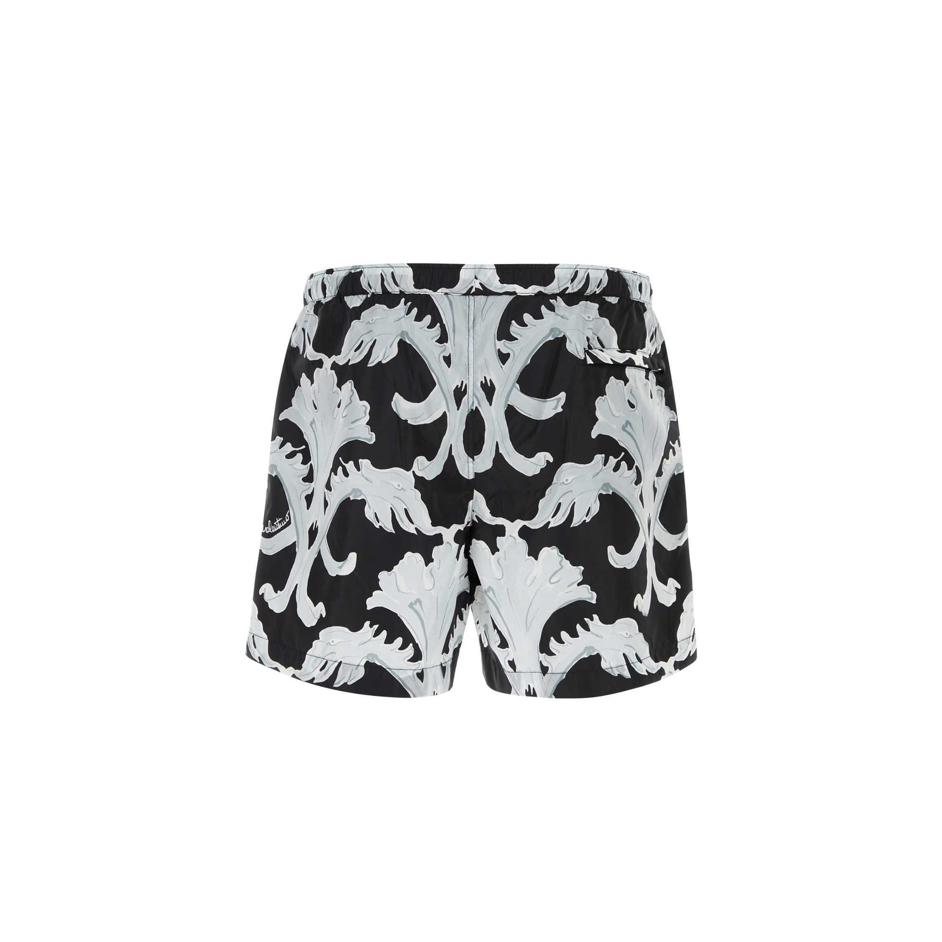 Valentino Nylon Swimsuit With Metamorphos Wall Print In Black