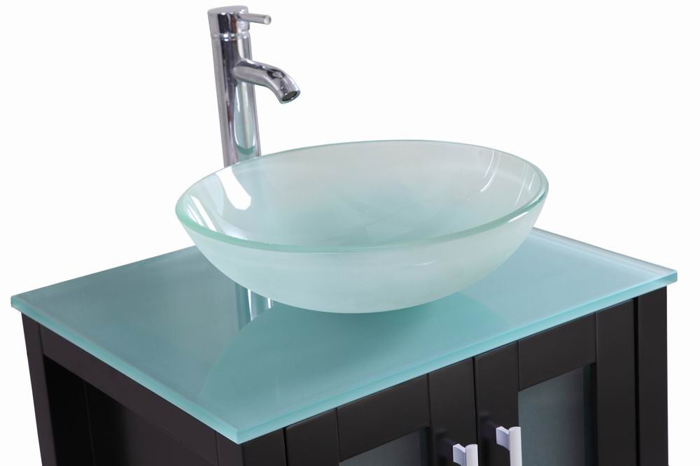 Stephen - 24 Inch Espresso Bathroom Vanity w/ Glass Sink ...