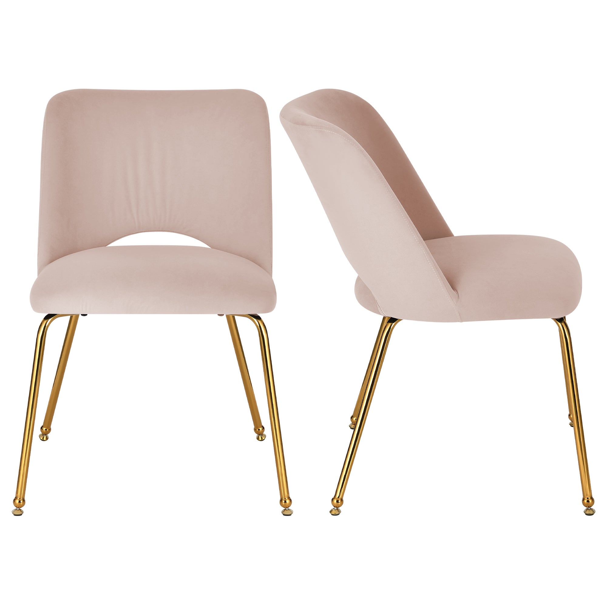 Odette Modern Velvet Dining Chairs with Gold Legs, Grey/Pink/Green/Blue