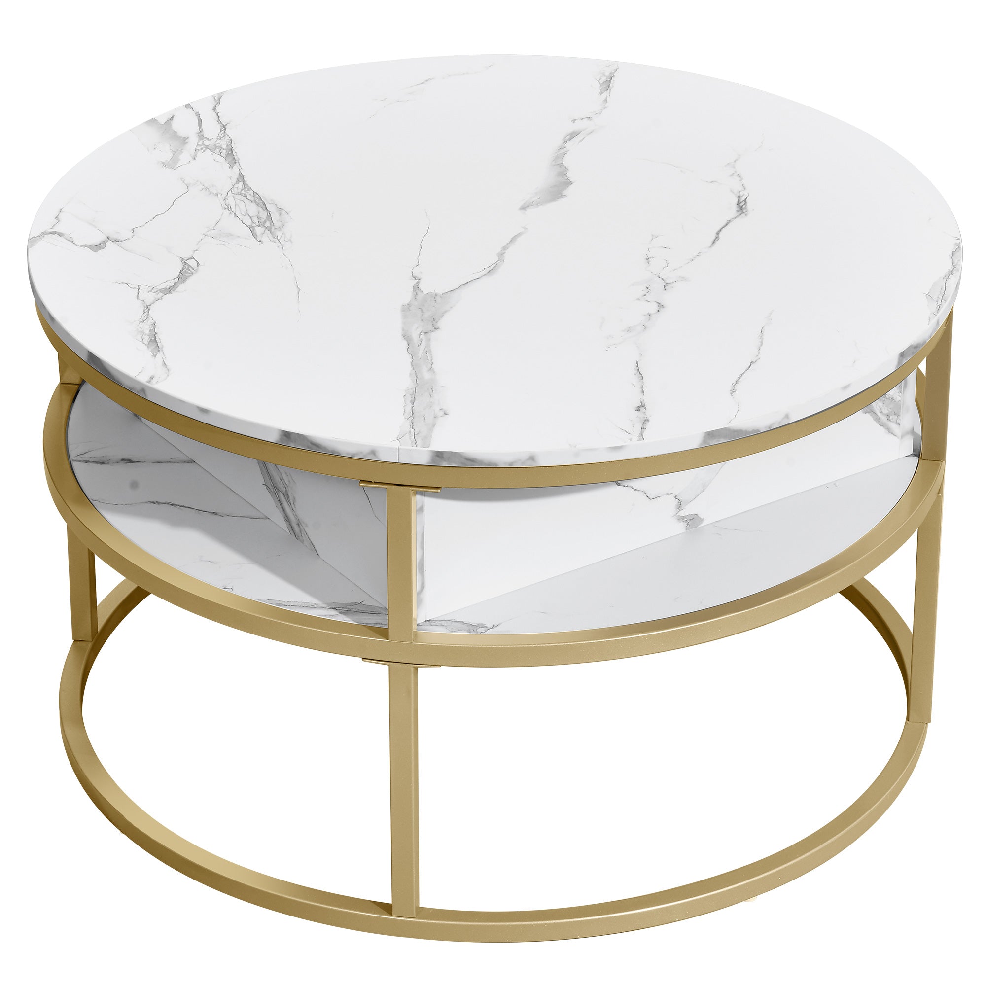 Odette 31.5" Round Lift Top Coffee Table with Storage For Living Room, White
