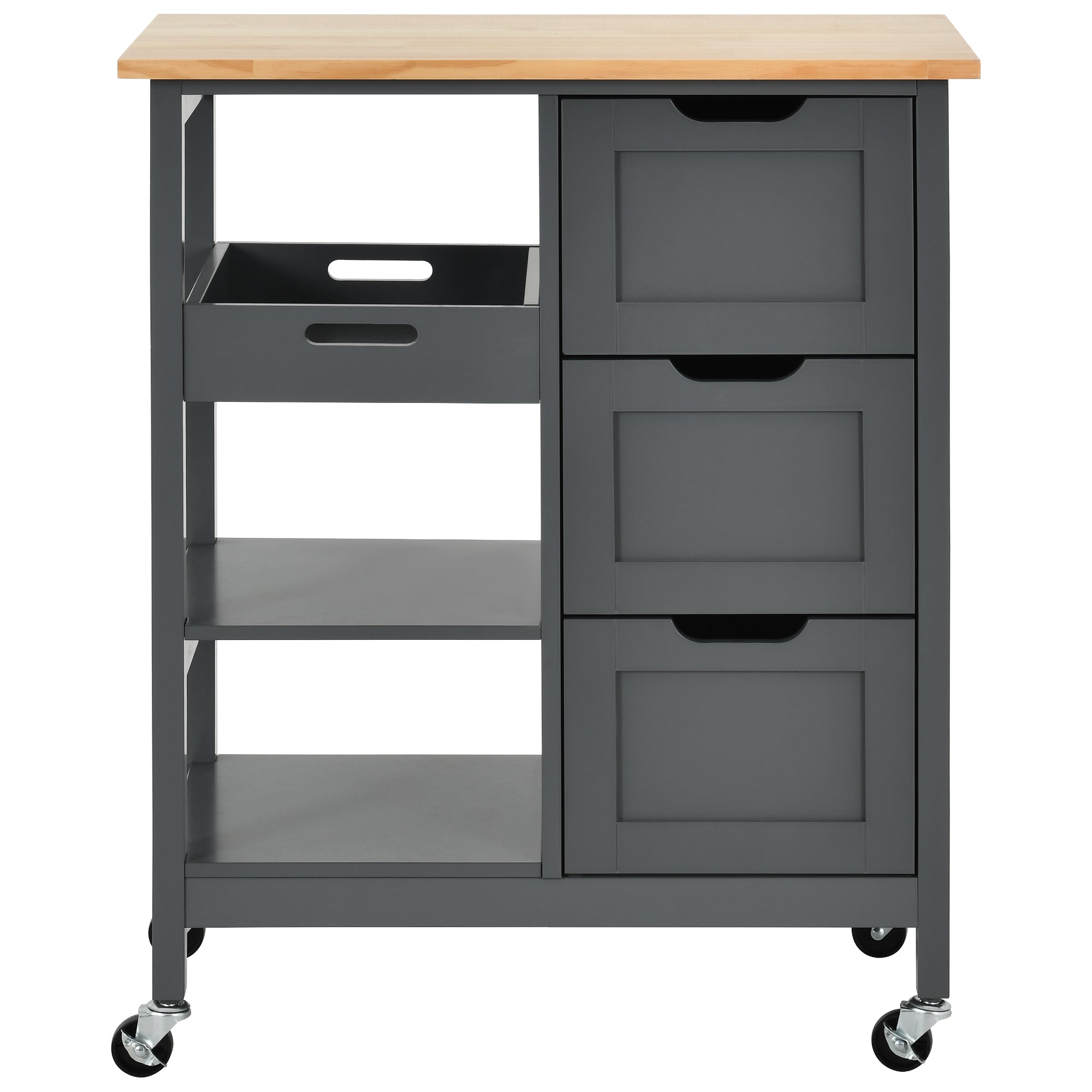 Émilie 26.69"W Kitchen Island Cart with Storage for Kitchen, Grey