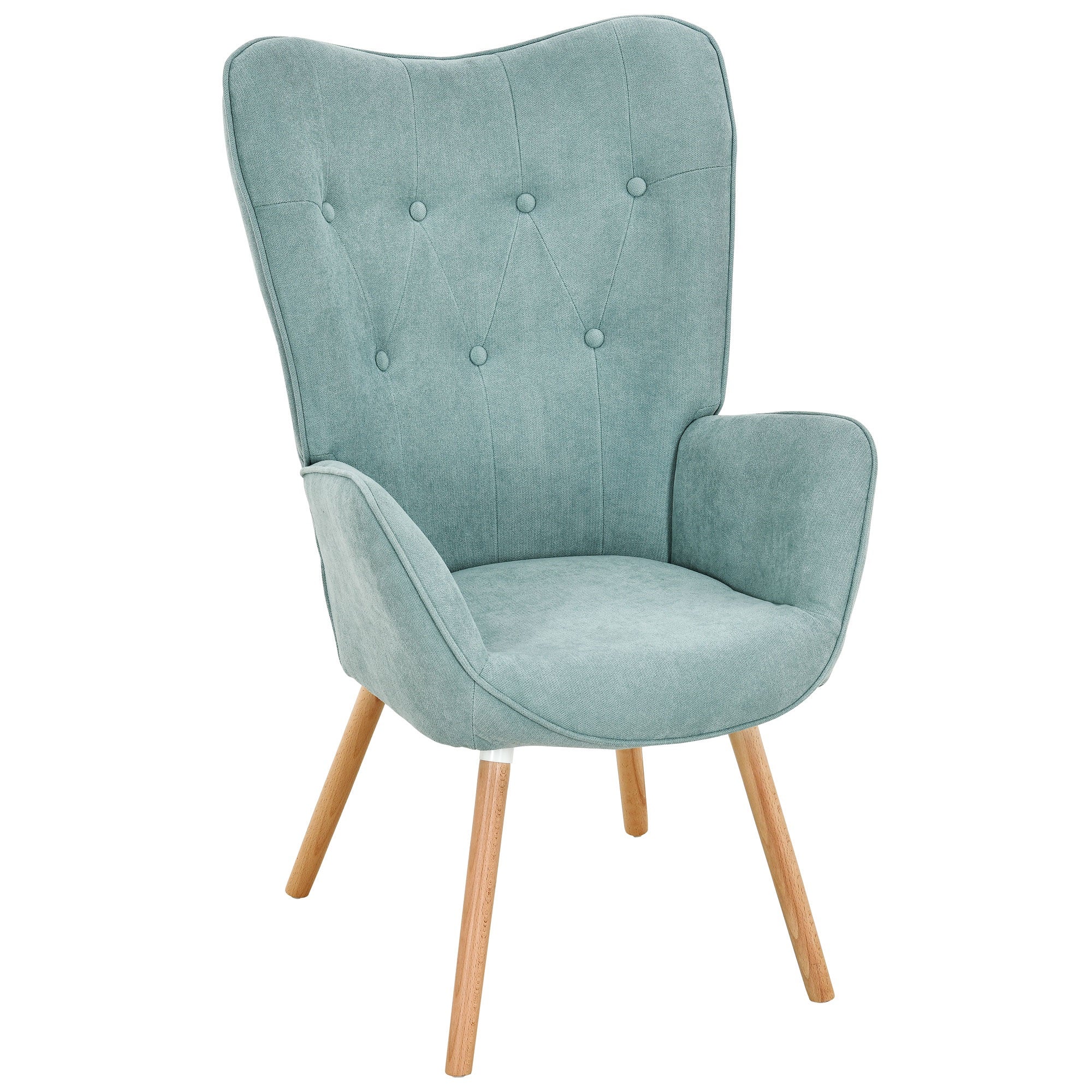 Émilie 28" Modern Tufted Upholstered Accent lounge Chair with High Back Armrest and Wood Legs, Teal