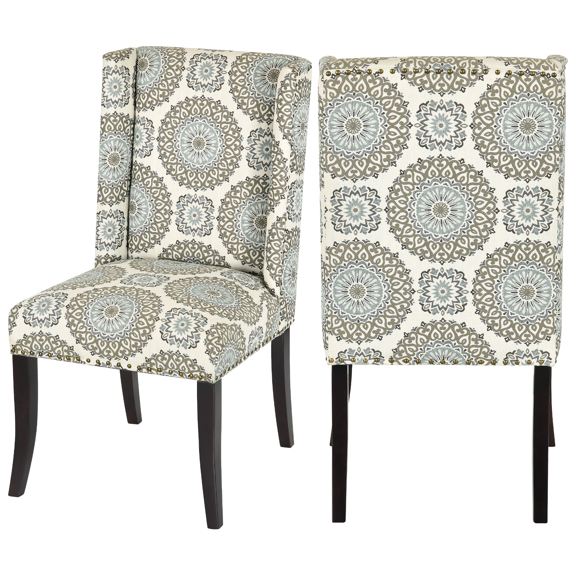 Émilie Printed Parsons Fabric Upholstered Chairs with Solid Wood Leg ( 2-Set)