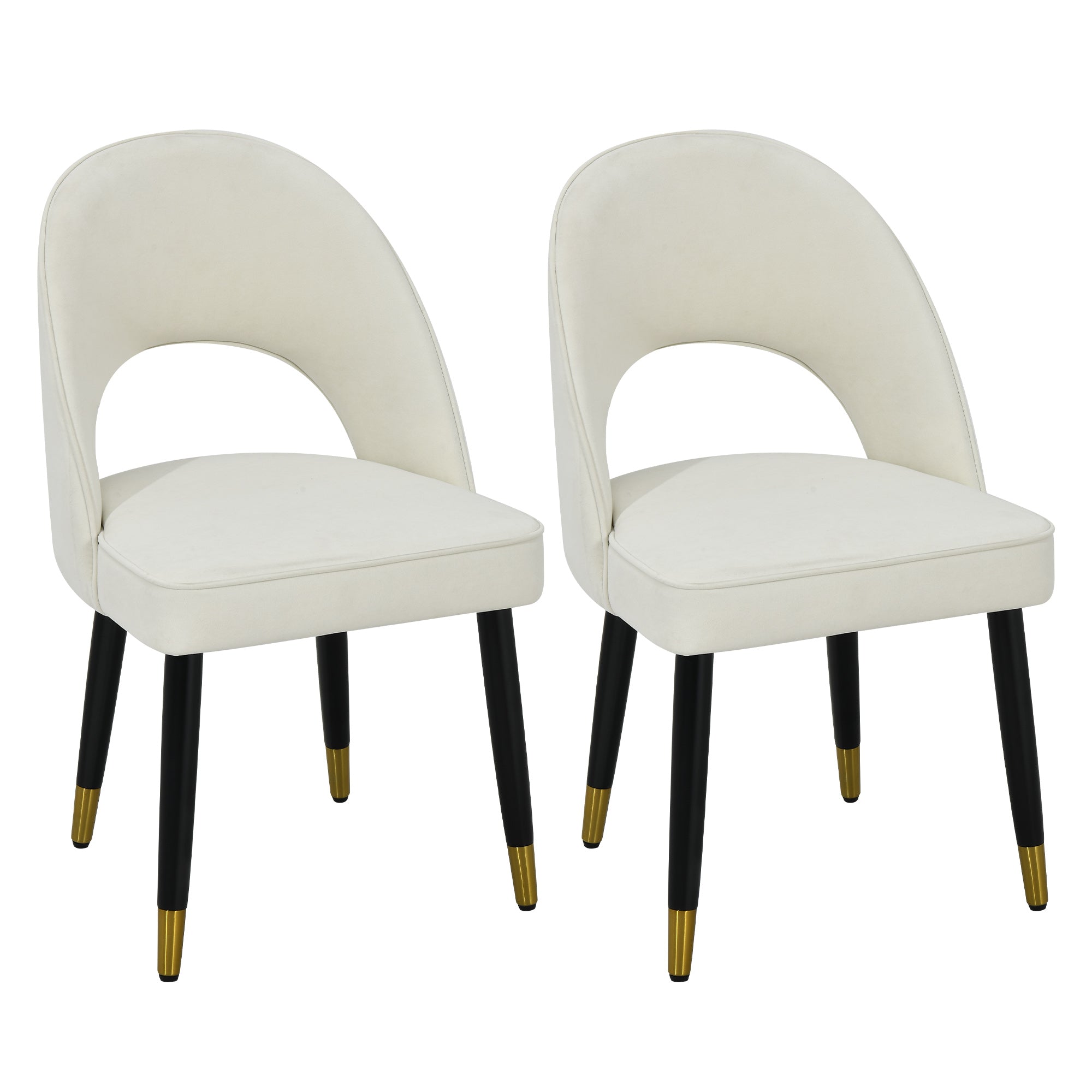 Odette Modern Velvet Dining Chair Set of 2, White/Green/Khaki/Grey