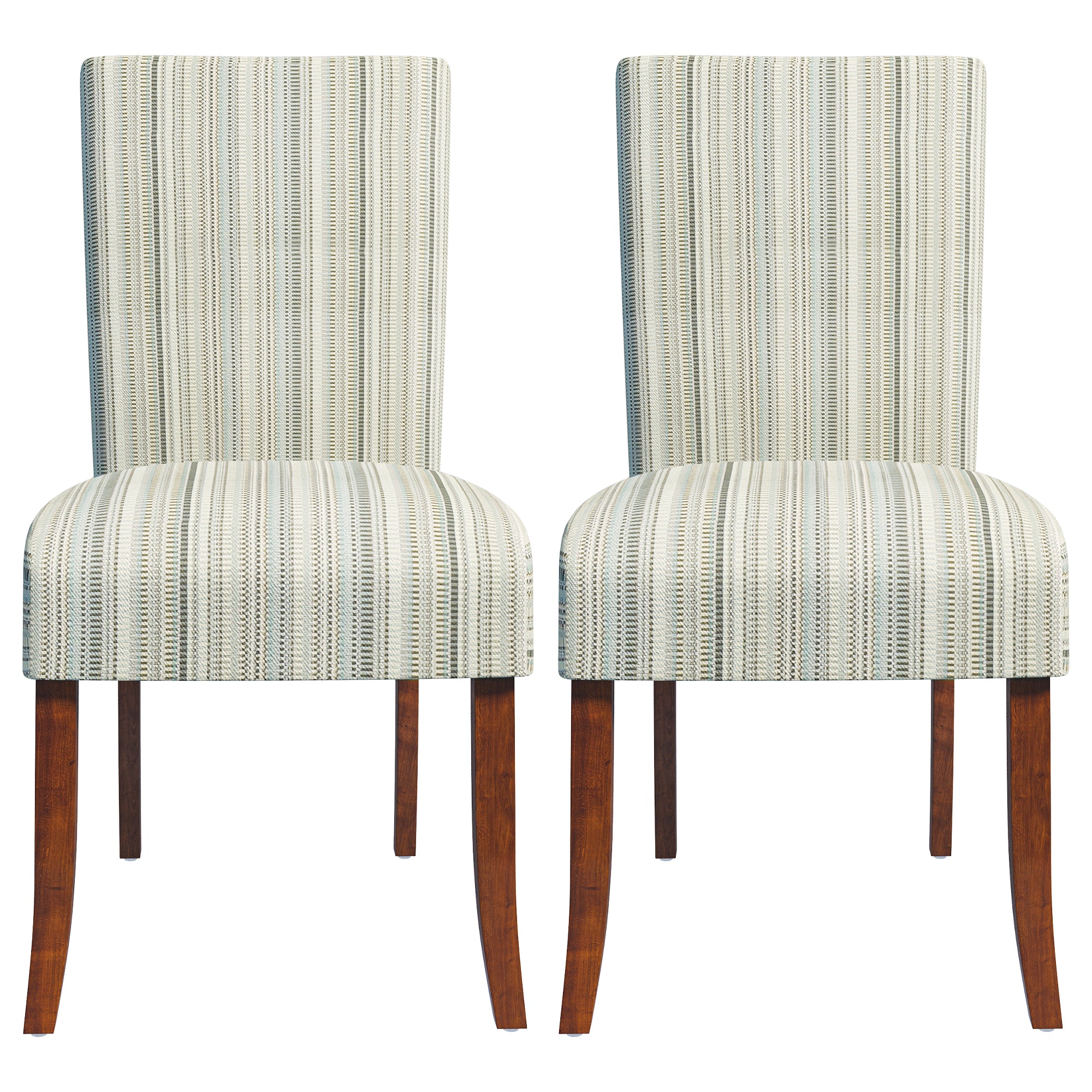 Émilie Parsons-Style Upholstered Dining Chairs, Light Blue Striped