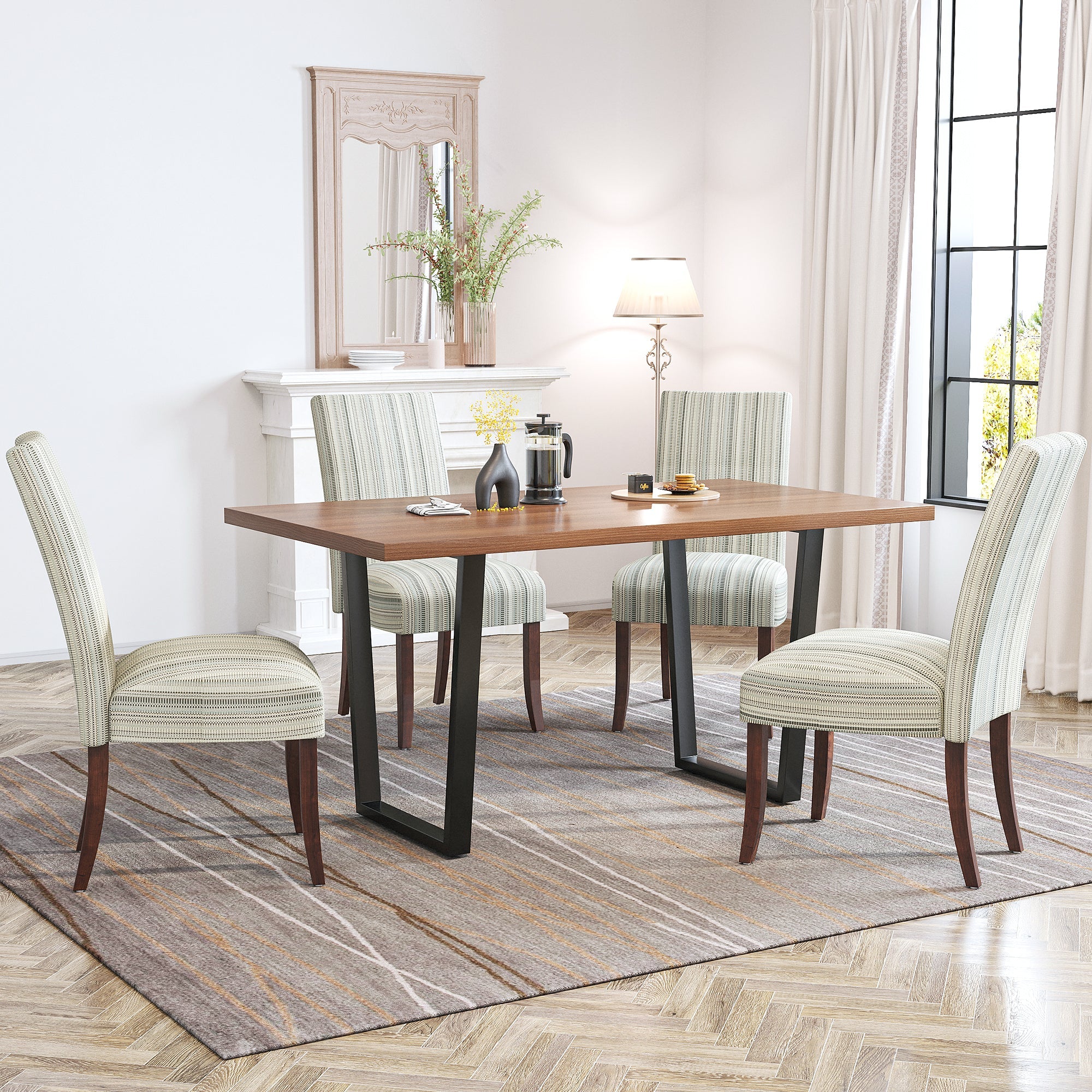 Émilie Rustic Dining Table and Parsons-Style Chairs, 1 Table & 4 to 8 Chairs