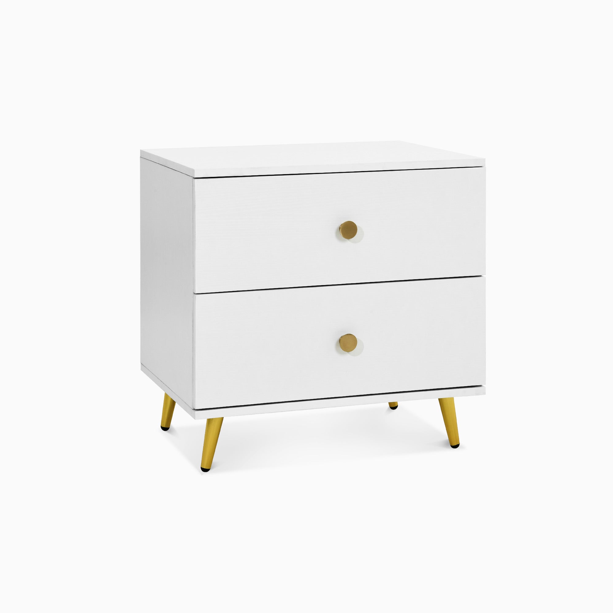 Odette 23" Modern Solid Wood Nightstand With Tall 2-Drawer, White