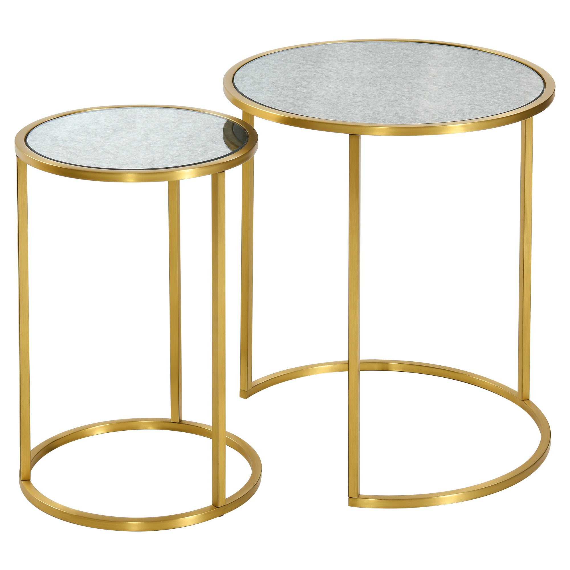 Odette Grey Golden Frame Round Nesting Stacking Side End Tables Set of 2