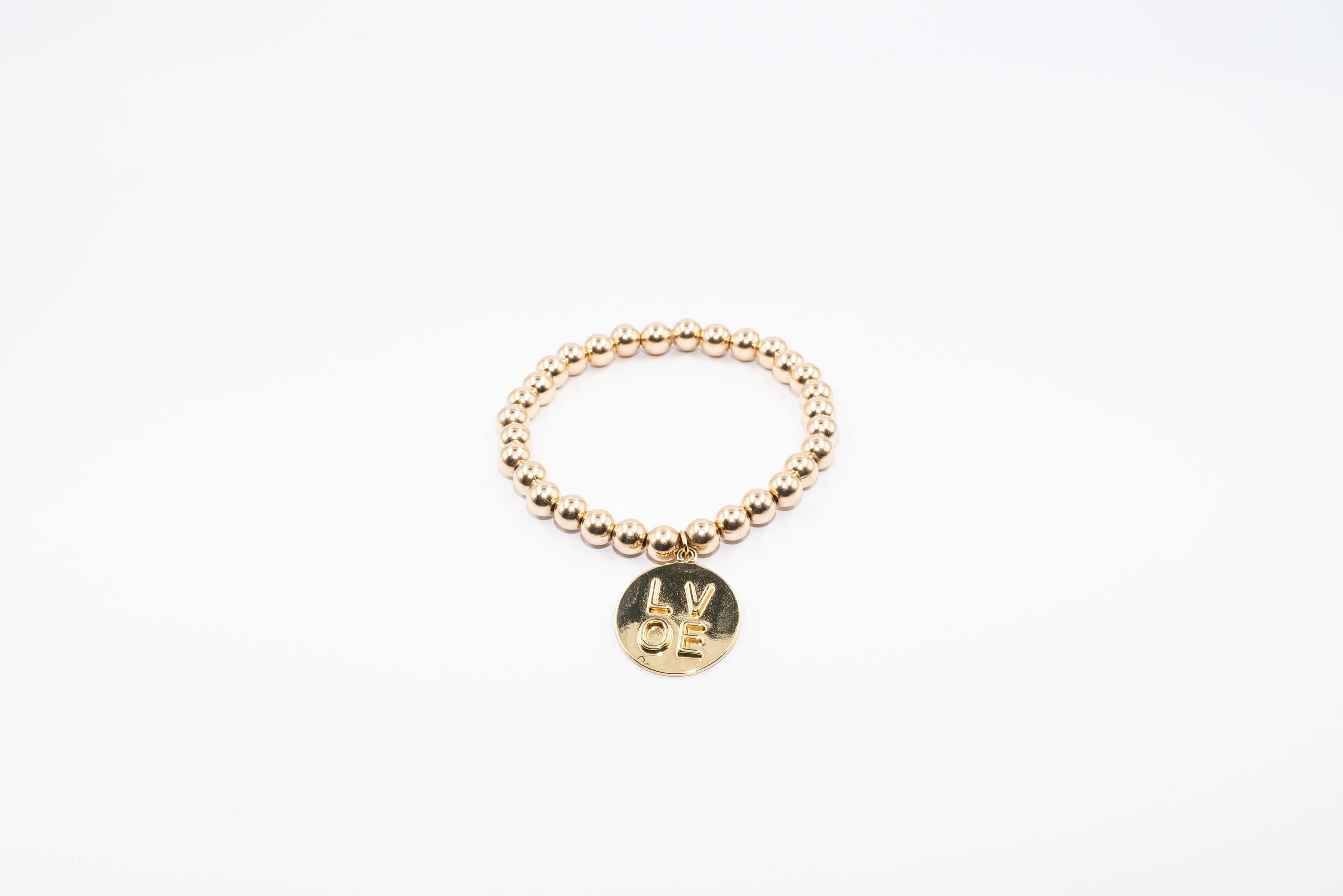 14k Gold Filled Bracelet with large Love Charm (5mm)