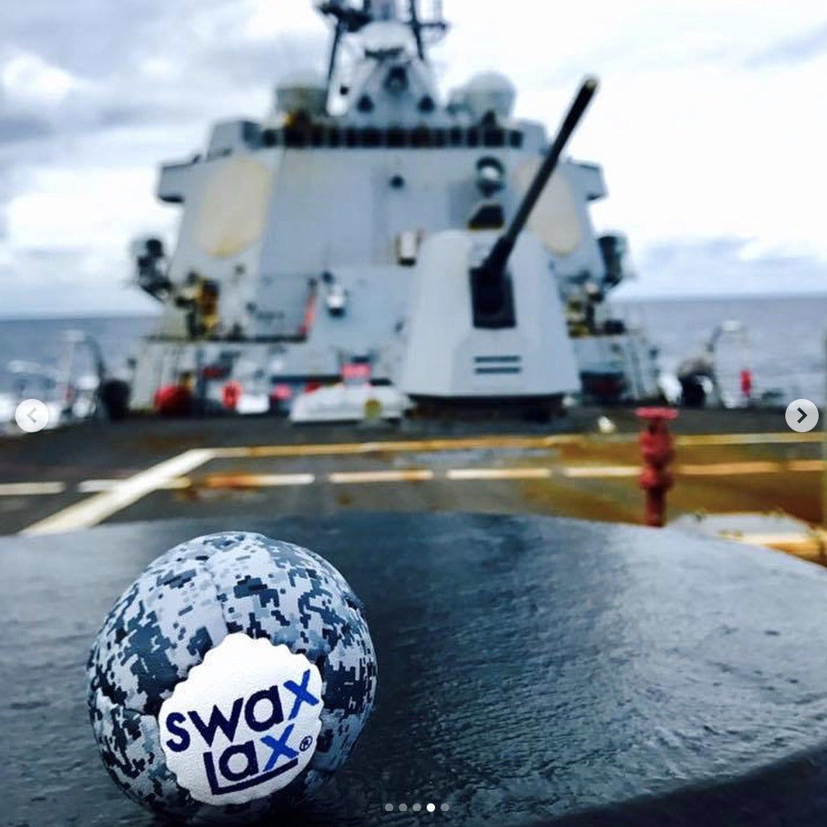 US Navy Brandon Manus playing lacrosse while in Pacific using Swax Lax training balls