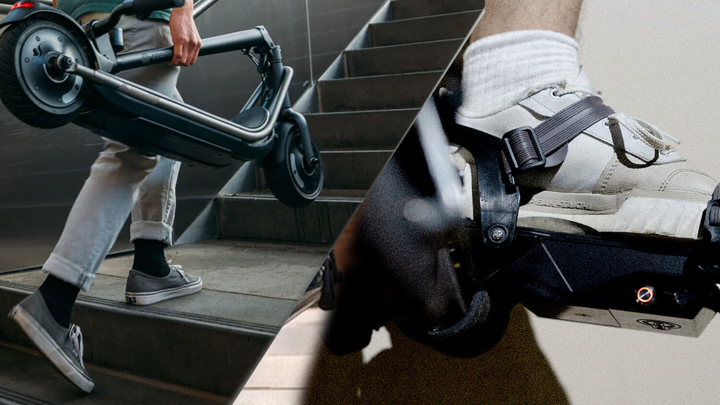 Carry the electric scooter to take the stairs and electric roller skates to take the stairs picture comparison-2