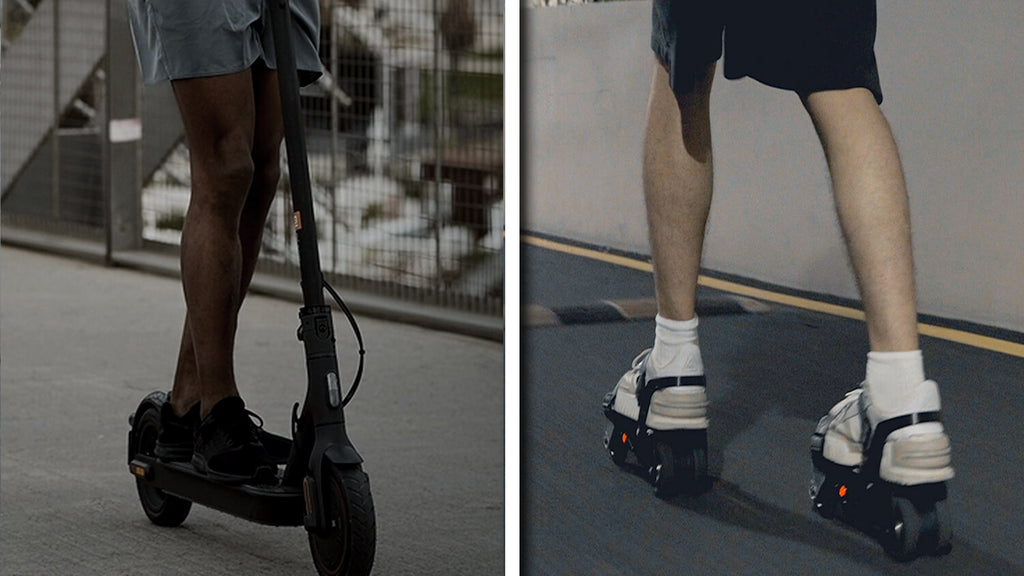 Comparison of using Xiaomi M365 electric scooter and Rollwalk eRW3 electric roller skates for skating on the street
