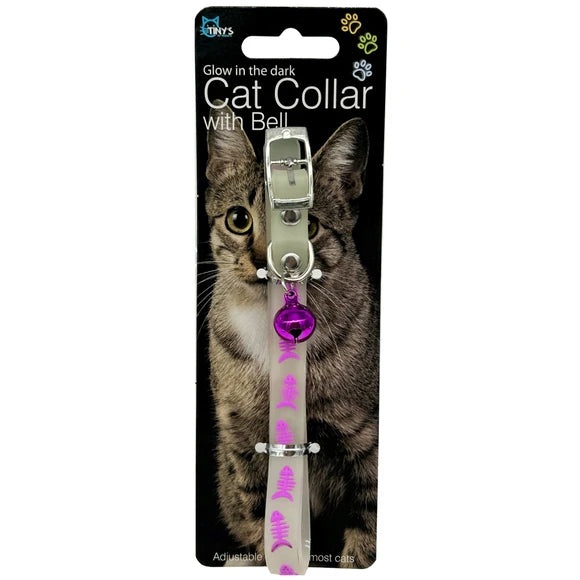 Glow in the Dark Buckle Pet Collar with Jingle Bell DI476